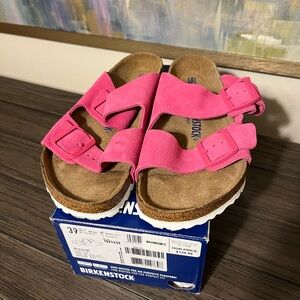 Birkenstock Arizona Fuchsia Suede Sandals